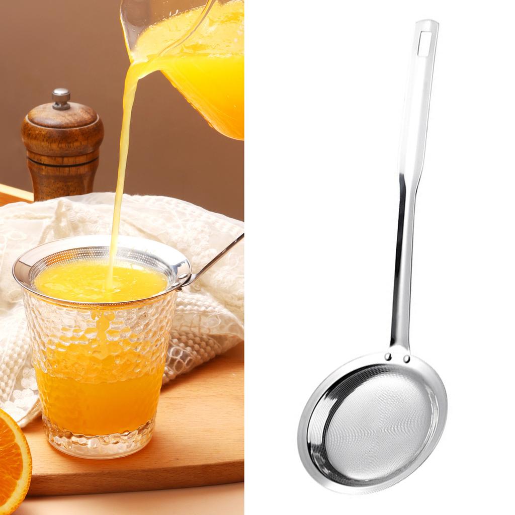 304 Stainless Steel Fine Mesh Strainer Flour Sieve Spoon Colander with Ergonomic Handle for Poached Eggs and Noodles