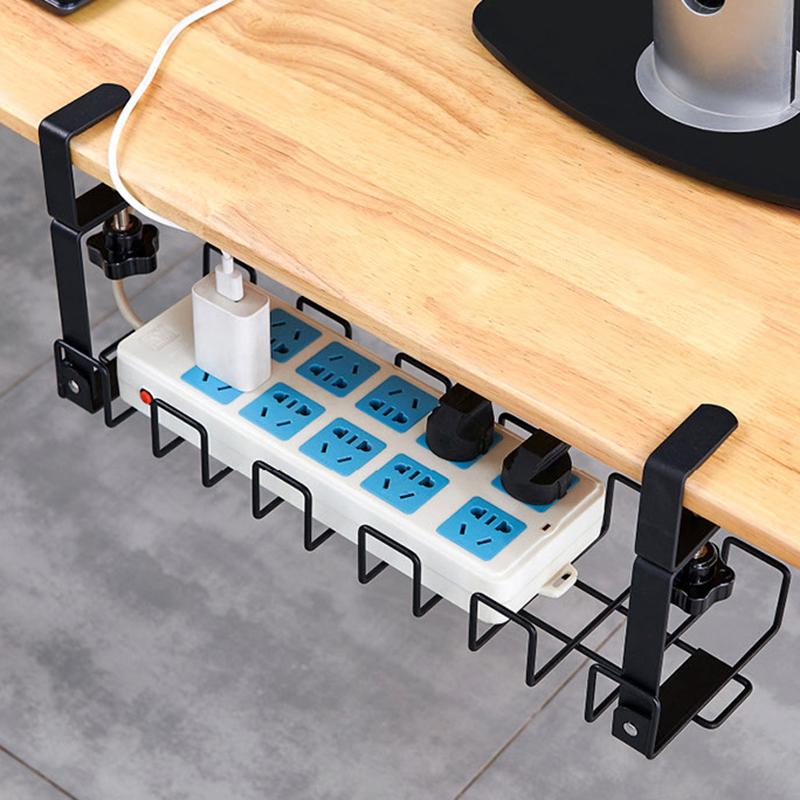 Under Desk Cable Management Rack Carbon Steel Power Strip Cable Storage Basket