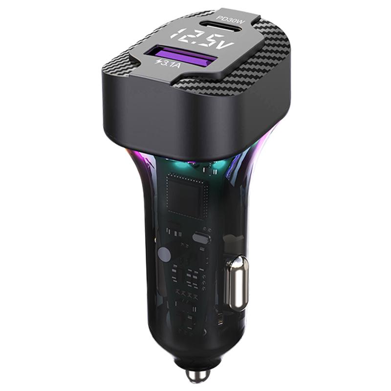 

K28 PD 30 Вт USB+Type-C Адаптер живлення Напруга Цифровий дисплей Швидка зарядка Автомобільний зарядний пристрій