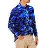 Men's Long Sleeve Mesh Shirt with Collar and Halloween Print Lightweight Breathable Top for Fall