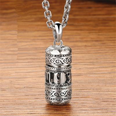 Collana a catena in argento 925 alla moda per gioielli da donna Shurangama Sutra Mantra Ciondolo scatola in grado di aprire collana maschile amuleto