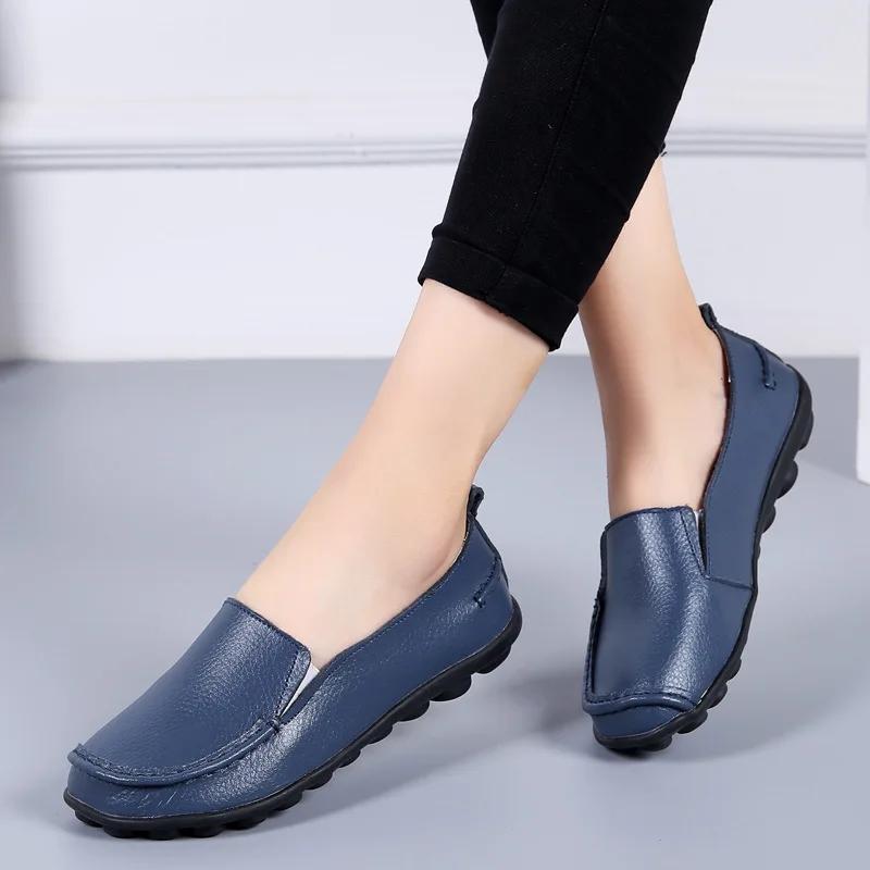 Fashion Women Flats Genuine Leather Fashion Footwear Women Shoe Moccasins Shoes Women Slip On Flat Shoes Soft Plus Size Tenis Feminino