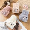 Cartoon Raccoons Shaped Convertible Gloves Winter Half Finger Mittens Stretchy Half Finger Gloves with Top Cover for Men