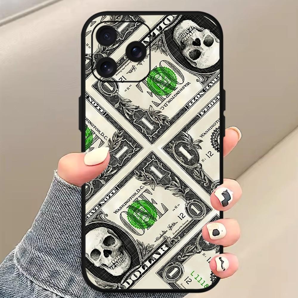Luxury Funny Dollar US Phone Case For iPhone Mini 11 12 13 14 15 Pro XS Max X Plus SE XR Black Soft Shell