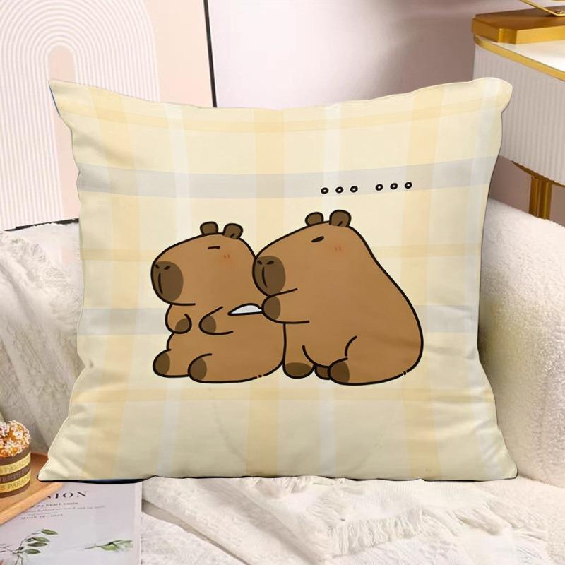 Cute Capybara Print Decorative Pillowcase Bedroom Living Room Square Cushion Pillowcase