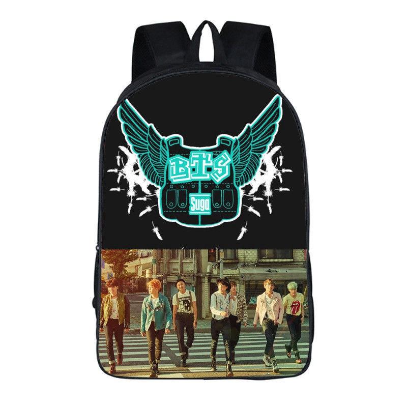 Zaino Scolastico Kpop Bangtan per Ragazzi Zaino Studente Borsa per Libri Bts Borsa a Spalla Suga Jin