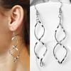 New Simple Spiral Curved Long Drop Earrings for Women Wave Design Fashion Female Stud Zircon Party Wedding Cute Earring