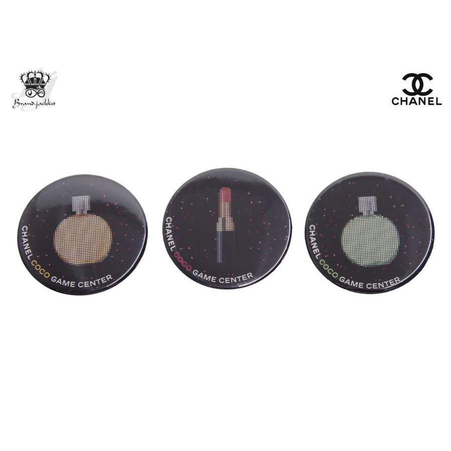 Used CHANEL Novelty Can Badge Set of 3 Brooch COCO GAME CENTER Chance Eau Frache & Lipstick CHANEL [Used Opened Product]