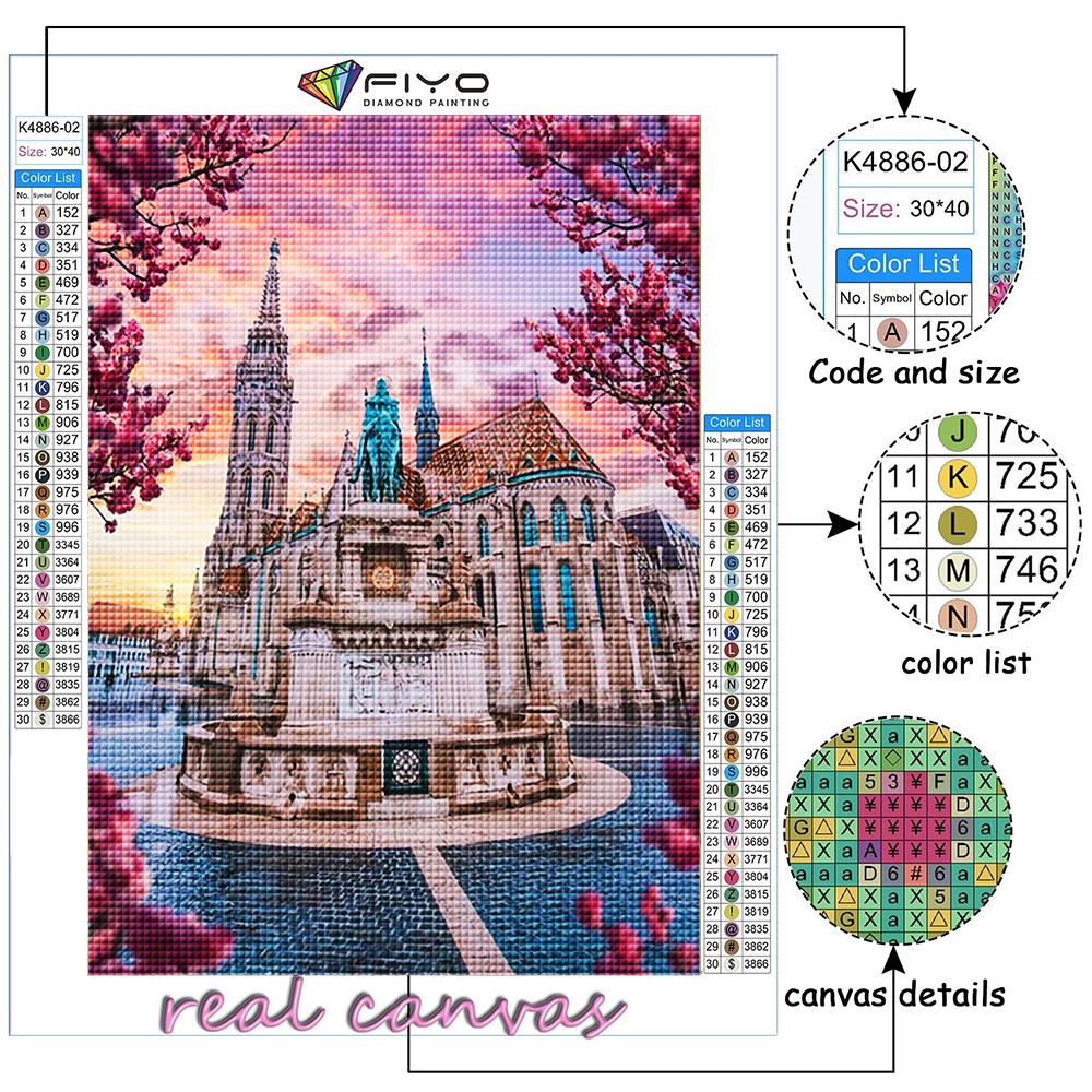 5D Diamond Painting Pink Sakura Landscape DIY Diamond Embroidery Rhinestone Home Decoration