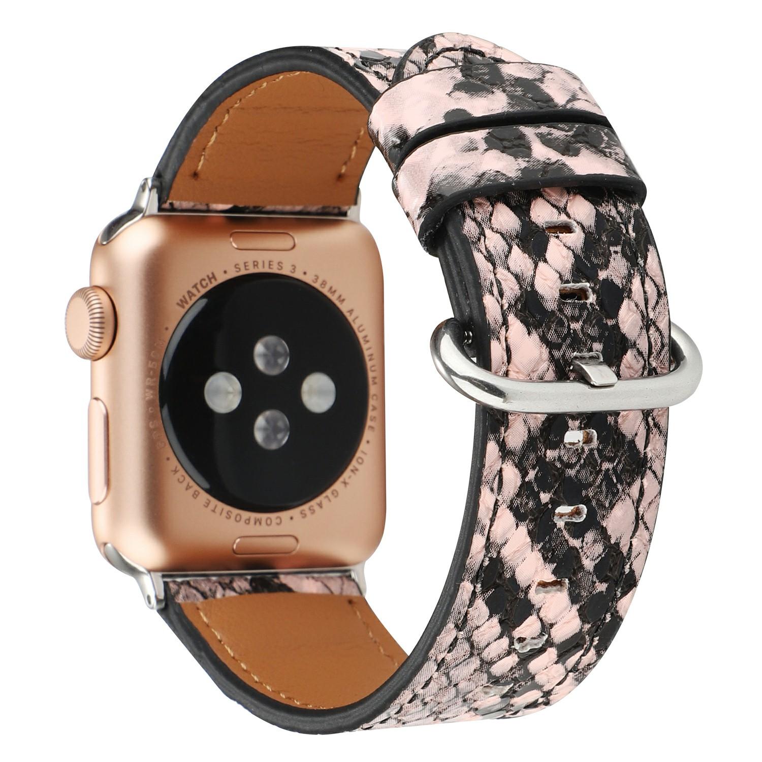 

Leather Watch Strap for Apple Watch Series 10 Ultra 9 8 7 SE 6 5 4 3 2 1 46mm 49mm 45mm 44mm 42mm Snakeskin Print Wrist Band Pink