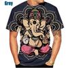God Wisdom Ganesha T Shirts 3D Printing Hindu Ganesha Tshirt Men Apparel Short Sleeve Breathable Streetwear Tops