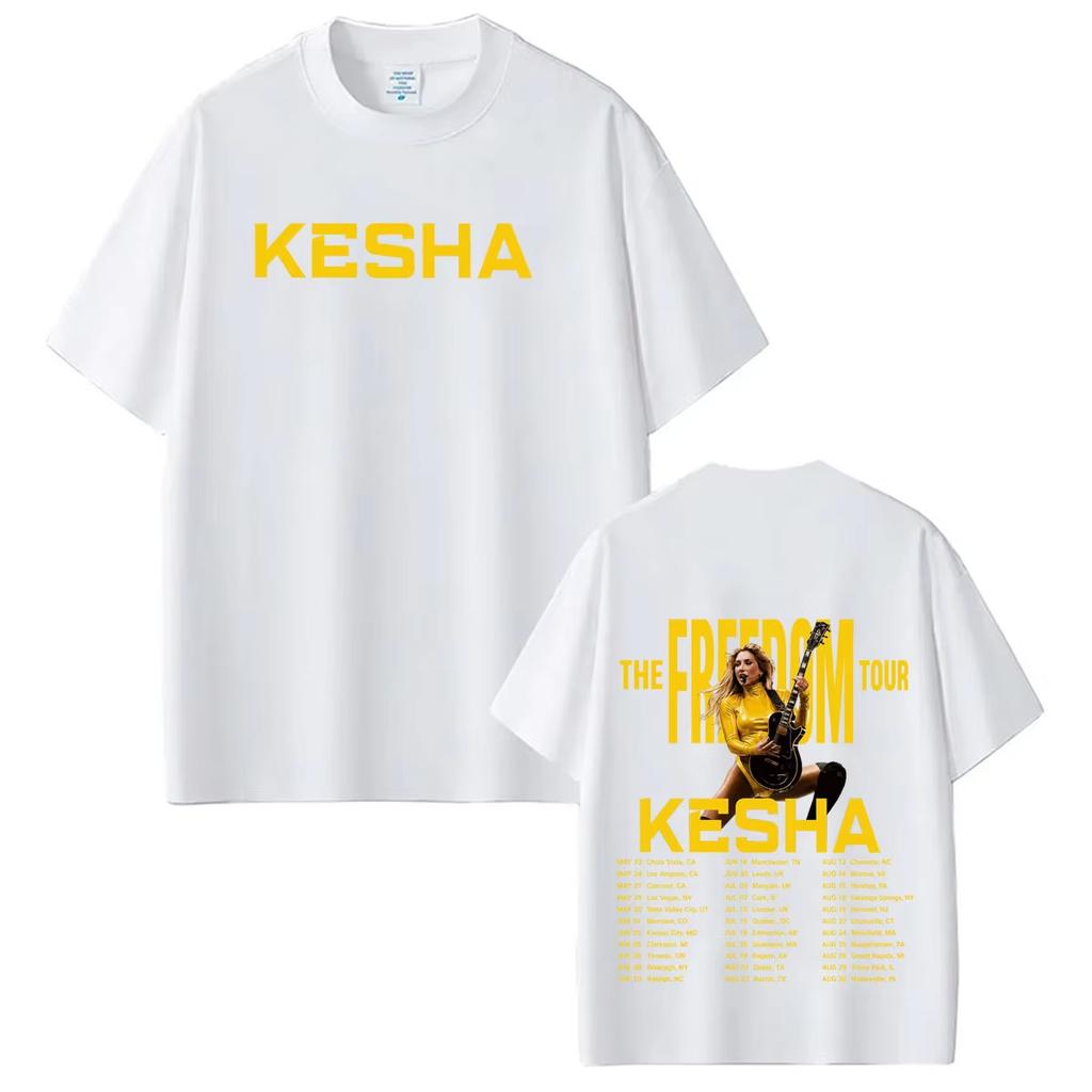 Summer Hot Singer Kesha Freedom Tour 2026 Print Tshirt Unisex Unisex Fashion Oversized Tshirt Hip Hop Casual Streetwear Tshirt