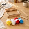 Beginner Friendly Weaving Frame Wooden Loom Kit for Kids, Small Knitting with 2 Shuttles, 4 Portable Rolls of Yarn, DIY Tapestry Weave Adult