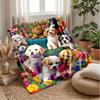 Floral Puppies Garden 3 Theme blanket Lightweight Warm Flannel Blanket Decorative Throw Blanket for Home Decoration