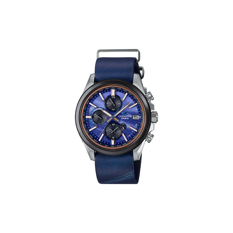 Casio CASIOOCEANUS Series - Disc Multi-function Pointer Sapphire Anti-reflective Coating Leather Strap Comes with Interchangeable OCW-T4000ALE-2AJR