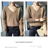Women's V-Neck Wool Sweater: Slim Fit, Long Sleeve, Knit Base Layer for Autumn & Winter