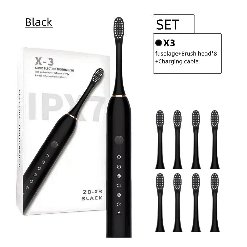 Elektrische Zahnbürste Wiederaufladbar Erwachsene Kinder Universal Weiche Bürste Haushalt Tragbar Wasserdicht Zahnbürsten-Set