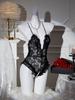 Ultra Sexy Crotchless Black Lingerie Women Lace Hollow Bodysuit Erotic Pajamas Teddy Babydoll Dress Deep V Open Bra Underwear