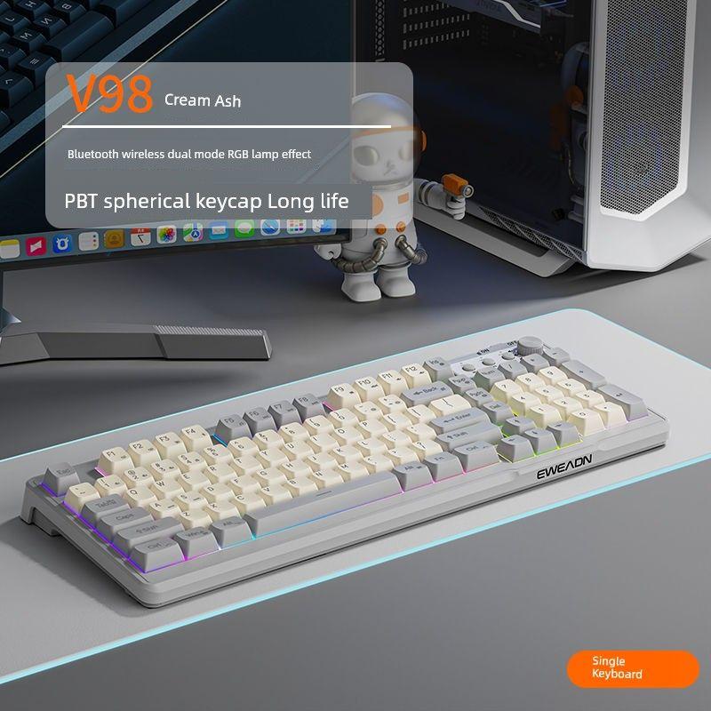 

Pioneer V98 Wireless Keyboard and Mouse Set Mute Mechanical Feeling Girls Computer Office Bluetooth Key Mouse V98 Gray-RGB [Bluetooth wireless dual mode]] Yes