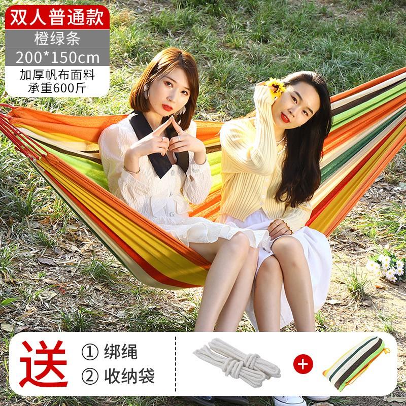 Outdoor Camping Hammock 1 Or 2 Persons Heavy-Duty Canvas Hanging Bed With Optional Spreader Bars Lightweight Portable
