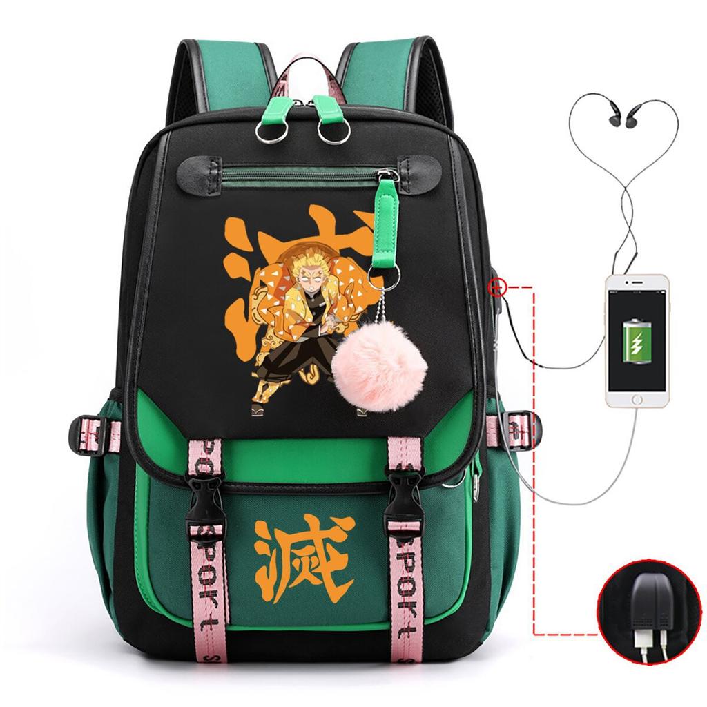 Ghost Extermination Surrounding Day Trend Backpack Large Capacity Student Schoolbag Multi-functional Leisure Outdoor Bag