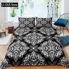 Conjunto de Capa de Edredom Damasco Preto Adulto King, Conjunto de Cama Barroco Vitoriano Antigo Gótico Vintage Floral Boêmio Exótico Capa de Colcha
