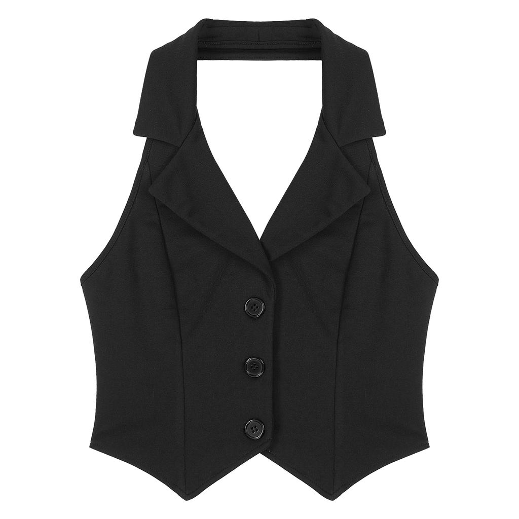 Women's Vests Halter Neck V-Neck Office Ladies Crop Tops Formal Elegant OL Waistcoat Suits Vest