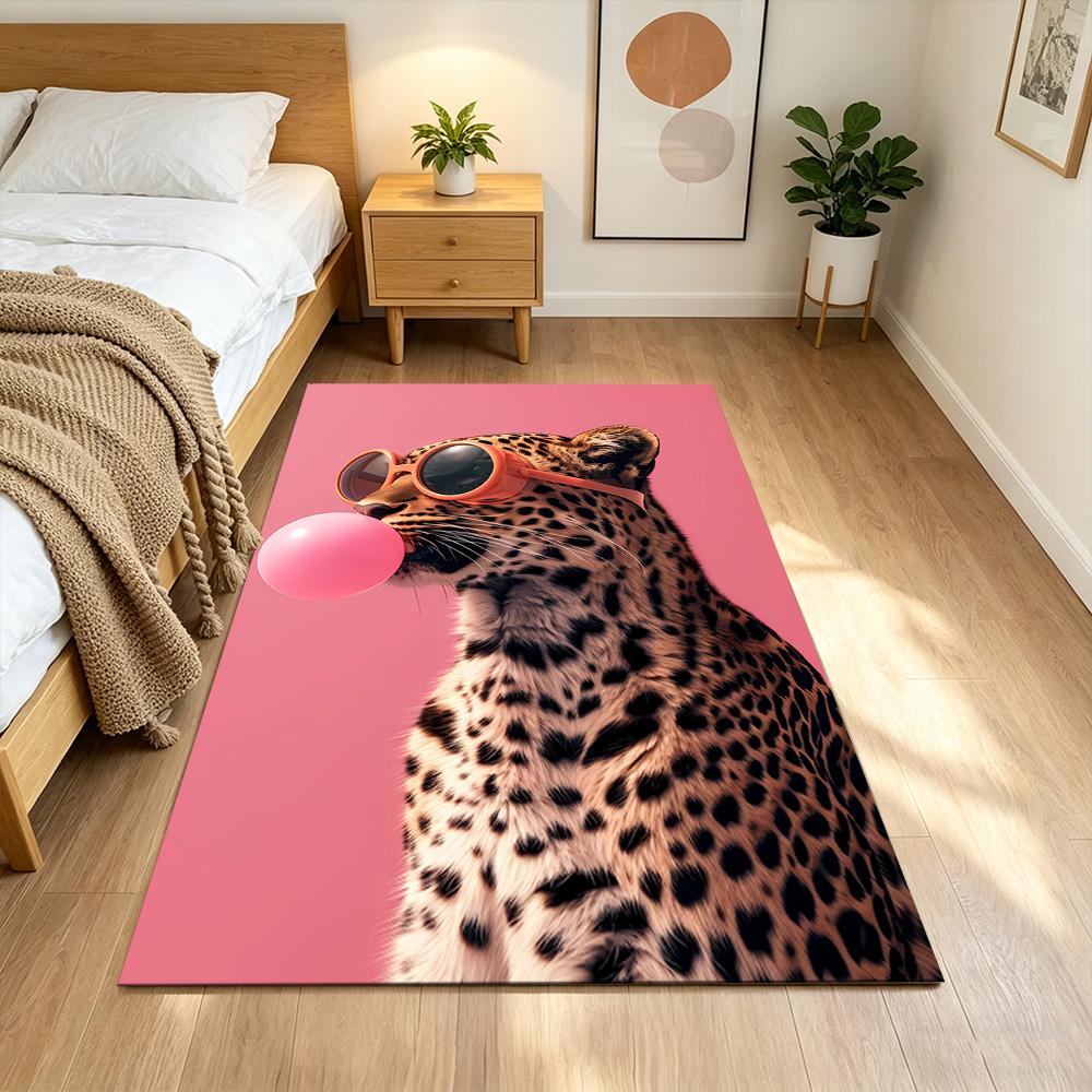 Leopard Emerging From Water Non-Slip Home Carpet Design for Office Decor Living Room Bedroom Gift
