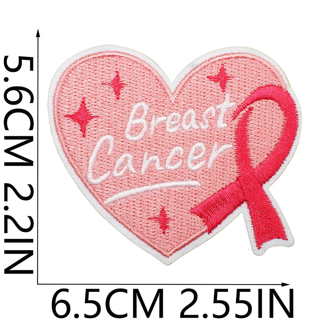 Health Day Embroidery Sticker Caring For Women Zhang Zai Computer Embroidery Label Clothes Bag Decoration Pink Ribbon Patch Sticker