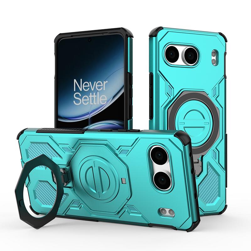 KEYSION Shockproof Magnetic Case for OnePlus Nord 4 5G Upright Live Metal Ring Stand Phone Back Cover for One Plus 1+ Nord 4 5G