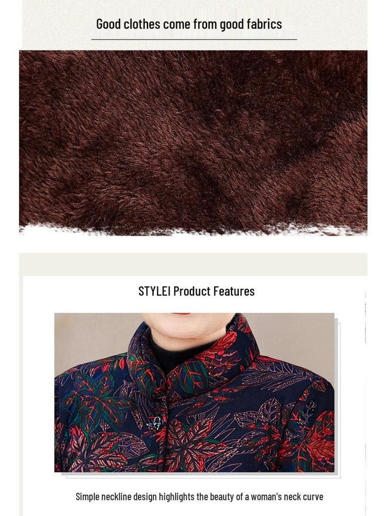 Elegant Winter Velvet-Cotton Jacket for Middle-Aged & Elderly Women