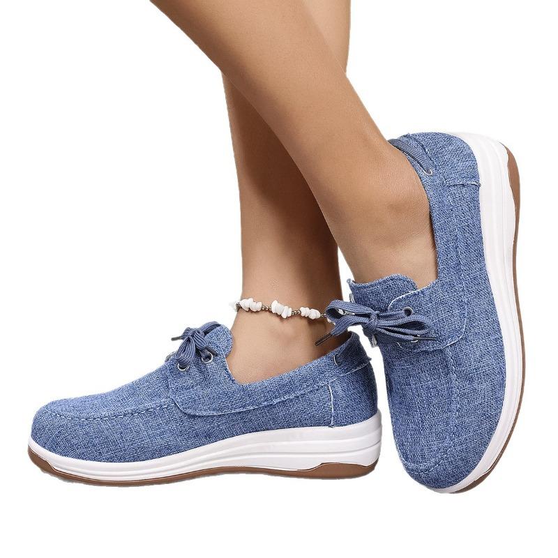 Fashion Women's Fashion Round-toed Lace-up Wedge-heeled Casual Shoes Spring and Autumn Simple and Versatile Thick-soled Vulcanized Shoes