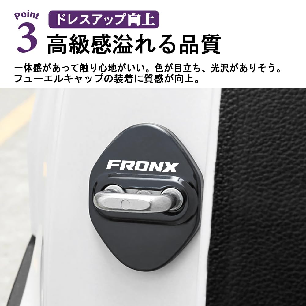 SAWAKAKI 4 Stück Für Suzuki Fronx Türfanghaken Abdeckung Türschloss Abdeckung mit Logo Metall Proof Maßgeschneiderte Teile (Schwarz)