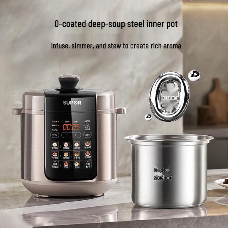 SUPOR 5L Smart 0-Coating Dual Pot Electric Pressure Cooker CN plug (adapter included)