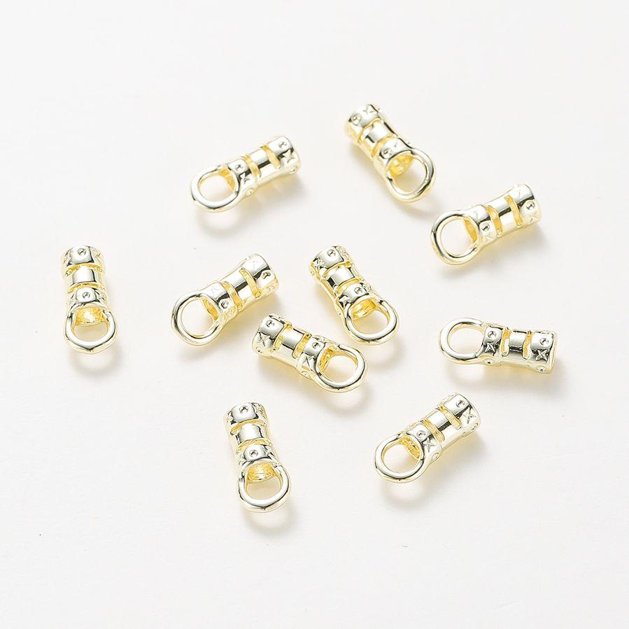 10Pcs Brass 14K&18K Gold Plated Crimp End Caps with Loop Cord Tube Barrel End Cap for Leather Cords Diy Jewelry Making
