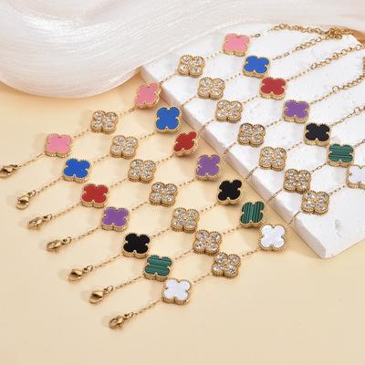 13mm Vierblatt-Blumenarmband Damen Damenmode Vierblatt-Blume Titanarmband