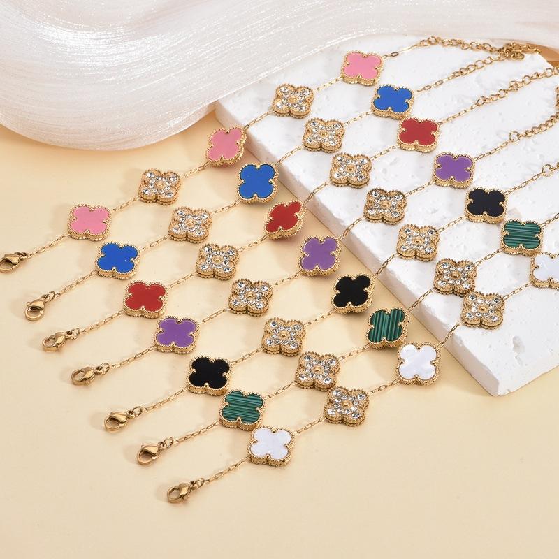

13mm Four Leaf Flower Bracelet Ladies Women s Fashion Four Leaf Flower Titanium Bracelet білий