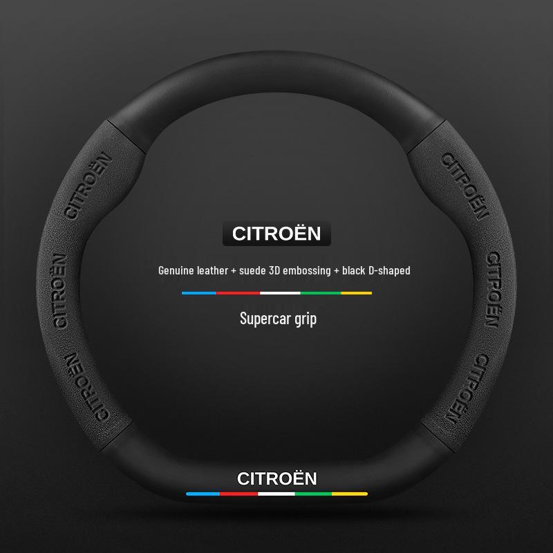 Universal Non-Slip Suede Steering Wheel Cover for Citroen: All-Season, Breathable Design for Men and Women