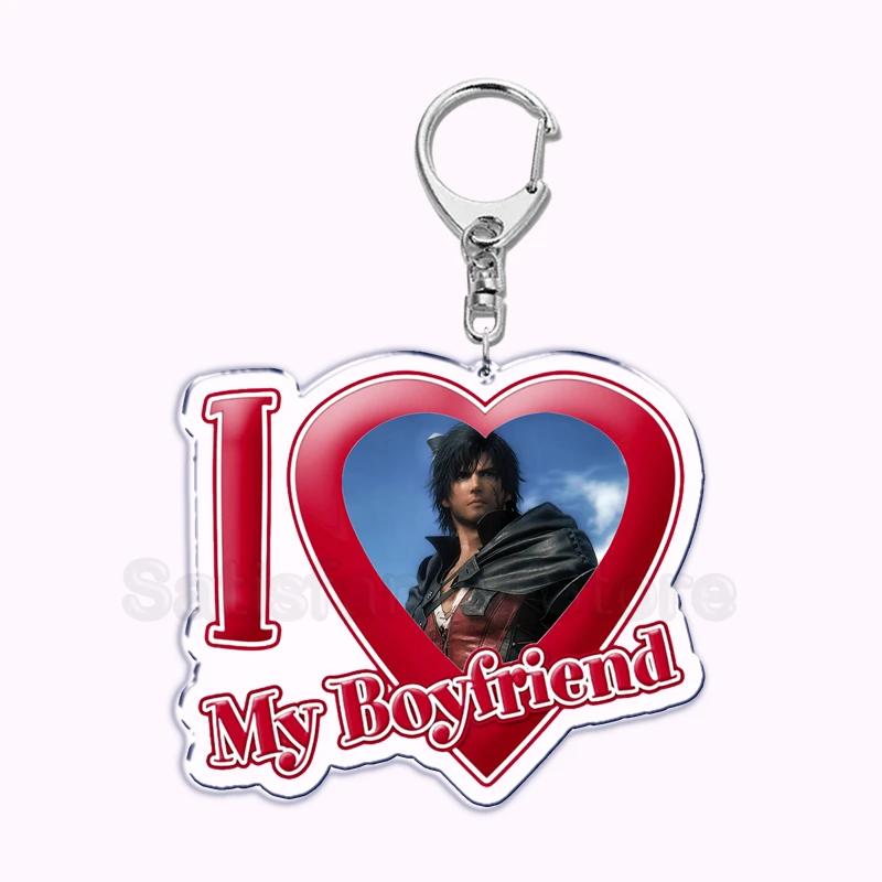 Pfp Sephiroth Acrylic KeyChain Pendant Key Ring I Love My Boyfriend Girlfriend Pink Heart Keyring for Bag Pendant Jewelry Gifts