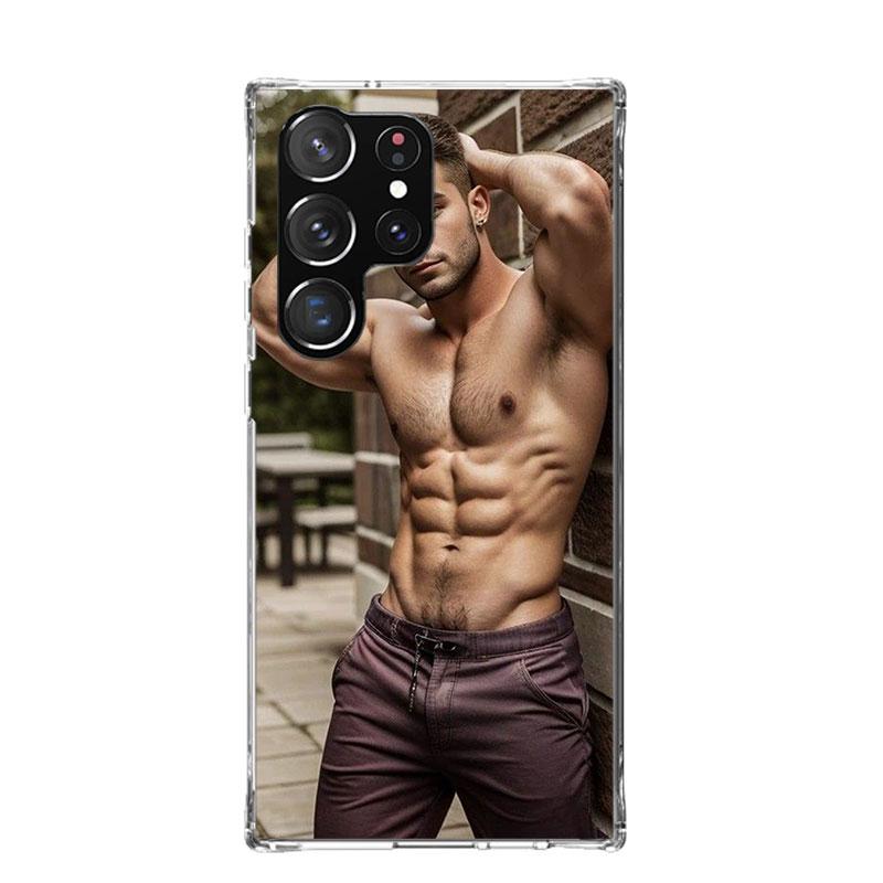 Sexy Muscle Man Gay Fitness Phone Case For Samsung Galaxy S25 Edge S24 S23 S22 S21 FE S20 Ultra S10 Plus + Art Customized Coque
