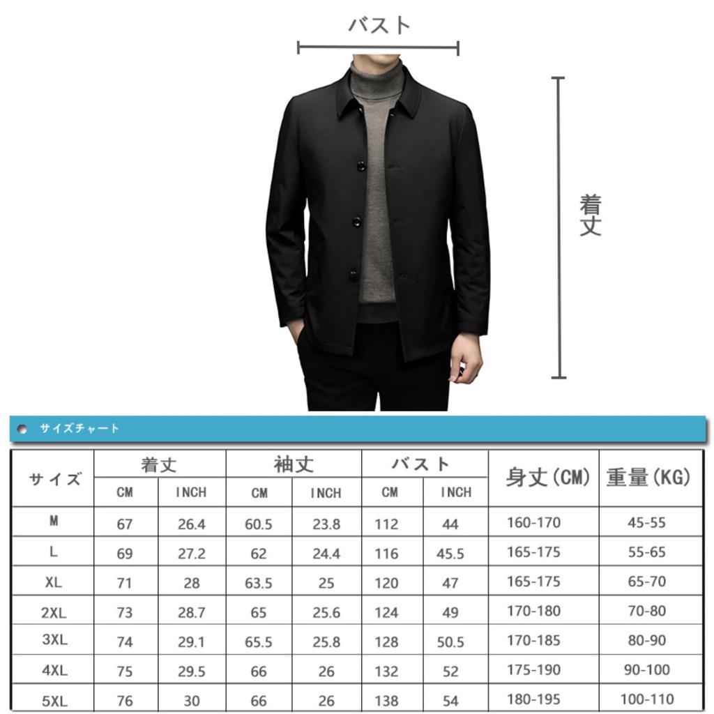 FJSSLHXK Collared Down Business Single Suitable for Senior Men's Jacket, Outerwear, Fold-Over Collar, Button, Men, Commuting, Autumn/Winter, Black,