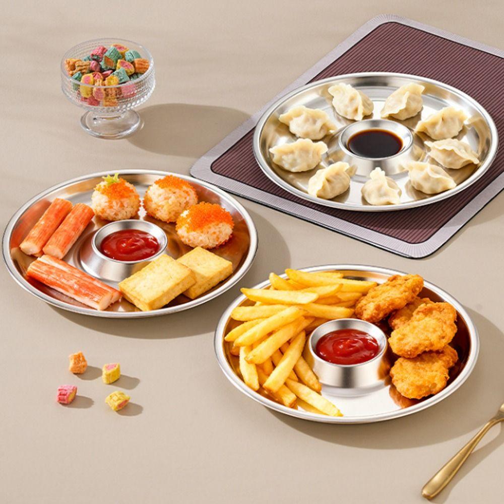 Drop-proof Dumpling Plate Circular Shape Food Serving Tray Kitchen Gadgets French Fries Plate  Bar
