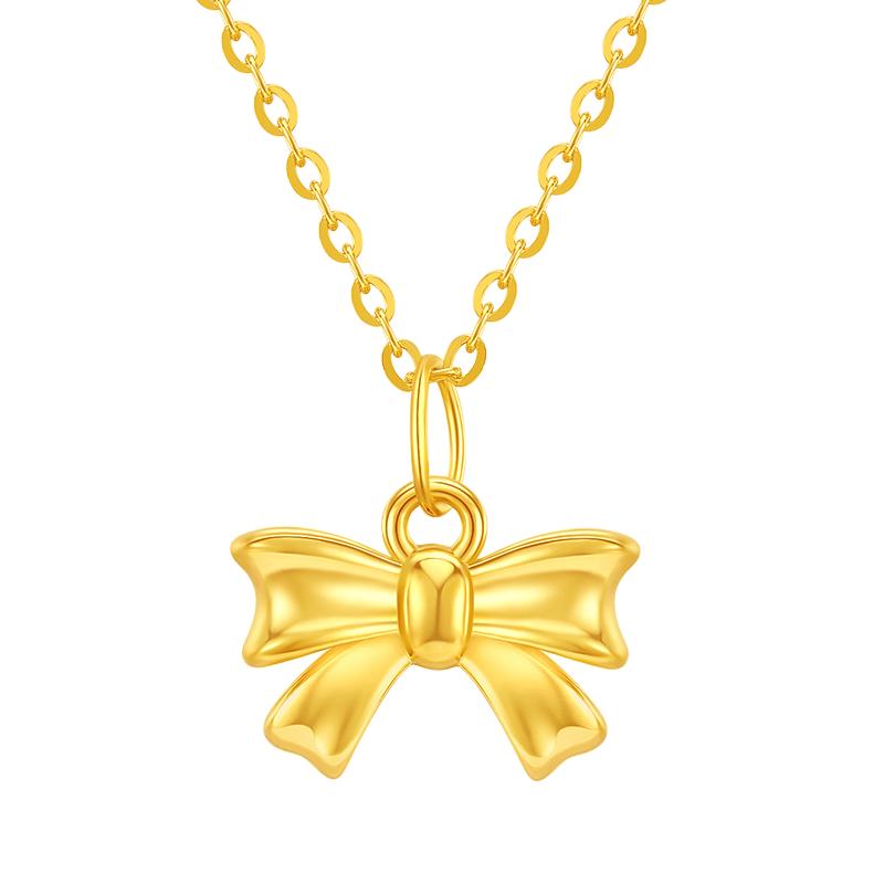 Chow Tai Seng 18K Gold Bow Pendant Necklace