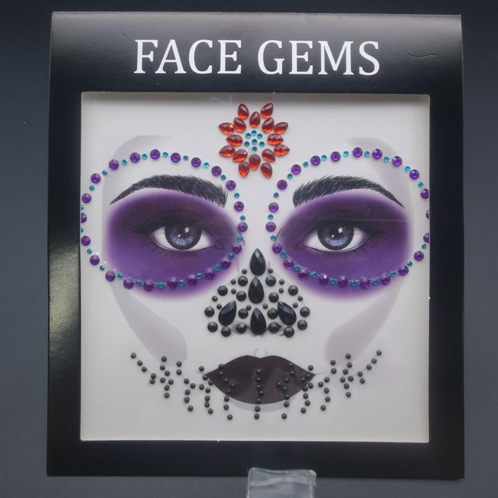 3D Resin Face Rhinestone Sticker Shiny Jewelry Face Sticker Halloween Fake Tattoo  Body Art