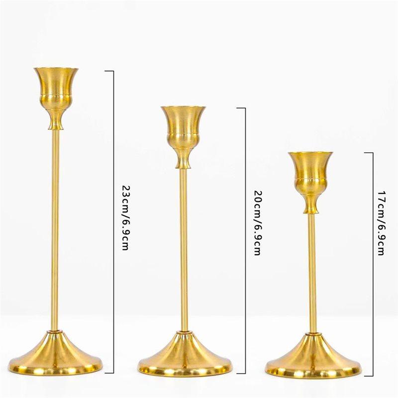 BAAJ-Metal Taper Candle Holders-Elegant Design, Set Of 3-Perfect For Table Centerpieces& Wedding Decorations