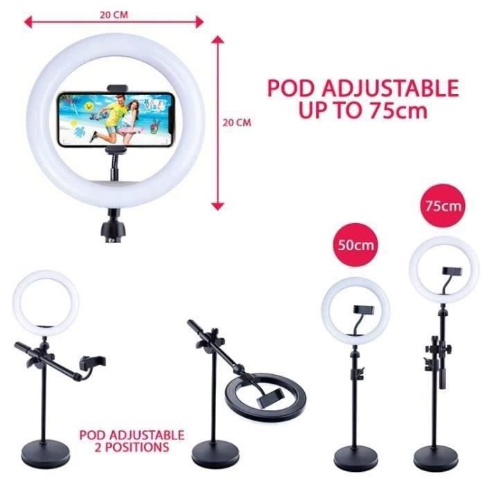 Studio Vidéo 2-en-1 avec anneau lumineux LED multicolore, support double fonction- Studio Creator - INF027 Canal Toys