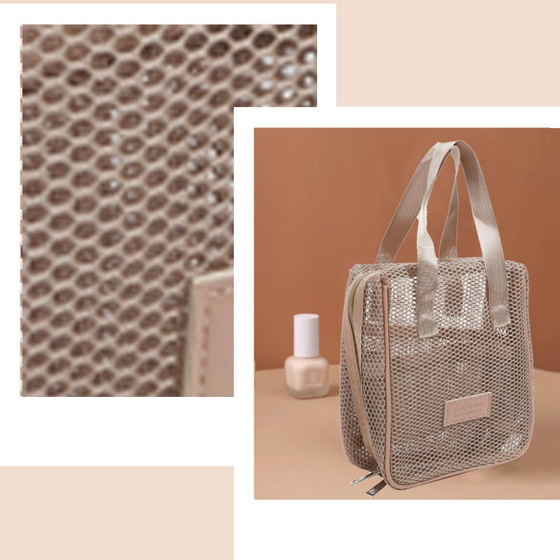 Fashionable Casual Mesh Makeup Bag Large Capacity Handheld Multifunctional Partition Travel Grooming And Storage Bag
