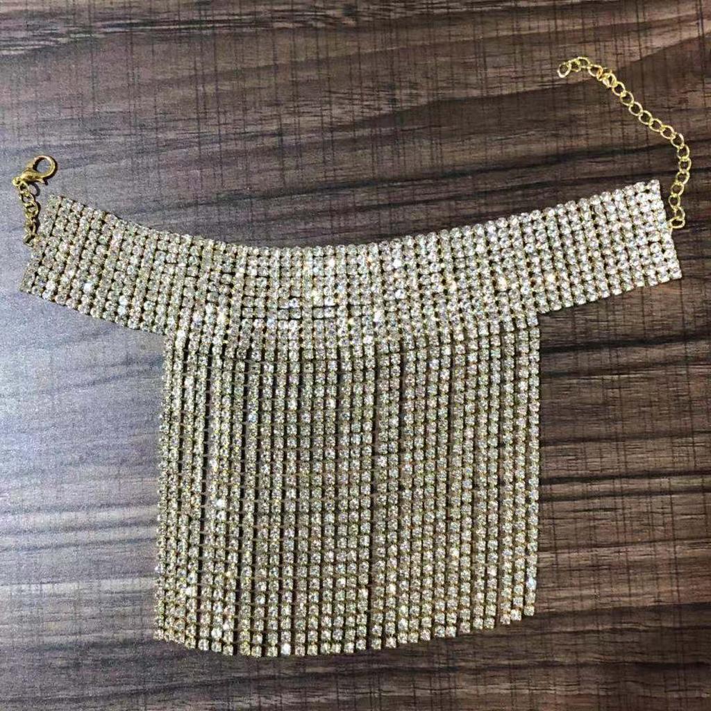 Rhinestone Ankle Bracelets Crystal Tassel Anklet 2pcs Glitter Tennis Foot Chain Wedding Jewelry Accessories For Women And Girls