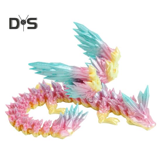 Figurita de Dragón Volador Impresa en 3D Articulaciones Móviles Figura de Dragón Colorida Modelo de Dragón Alado Articulado Juguete Fidget Adorno Decorativo de Escritorio