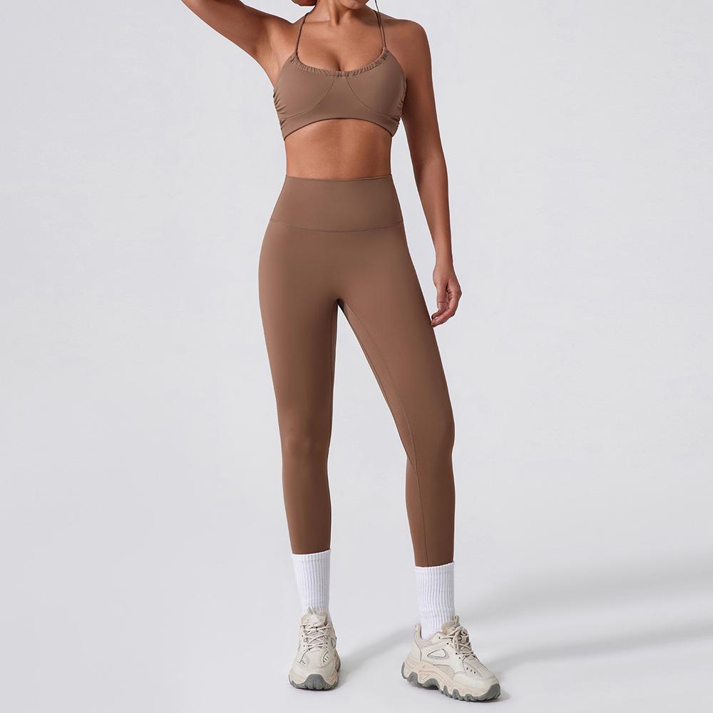 Sleek Yoga Set: Moisture-Wicking, Quick-Dry, Beautiful Back, Nude Feel, Two-Piece for Training & Running